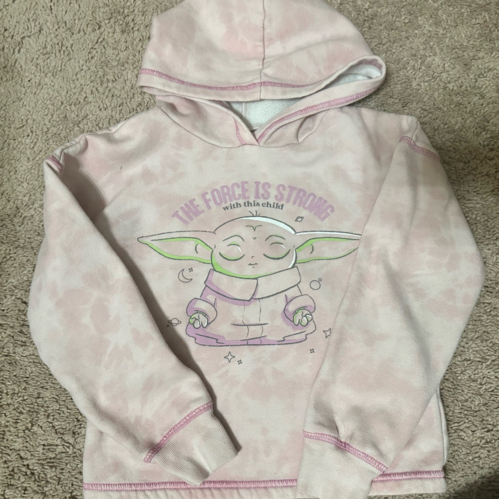 Kids Pink Hoodie with Character Print yoda